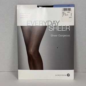 Nordstrom Everyday‎ Sheer Control Top Pantyhose Tights Jet Black Sz A